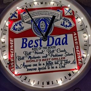 Best dad Budweiser led wall clock personalized